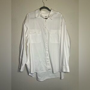 Aerie Oversized White Button Down Shirt Large